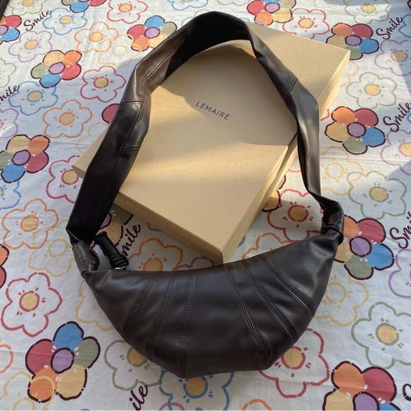 Lemaire Brown Croissant-Shaped Leather Bag - Picture 2 of 8
